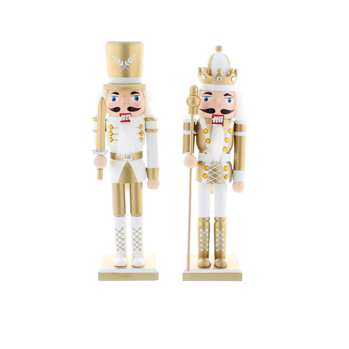 30cm White And Gold Nutcracker