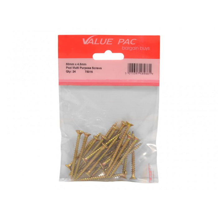 M4.5 x 50mm Pozi CSK Multi Purpose Screws 20pk