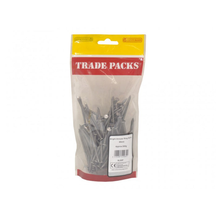Bright Annular Ring Nails - Steel - 65mm (500g)