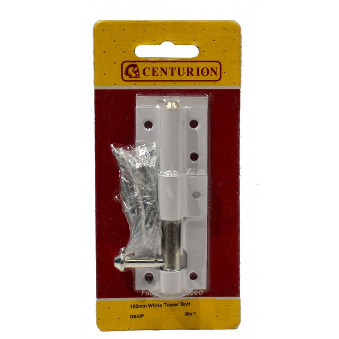 100mm (4") White Tower Bolt