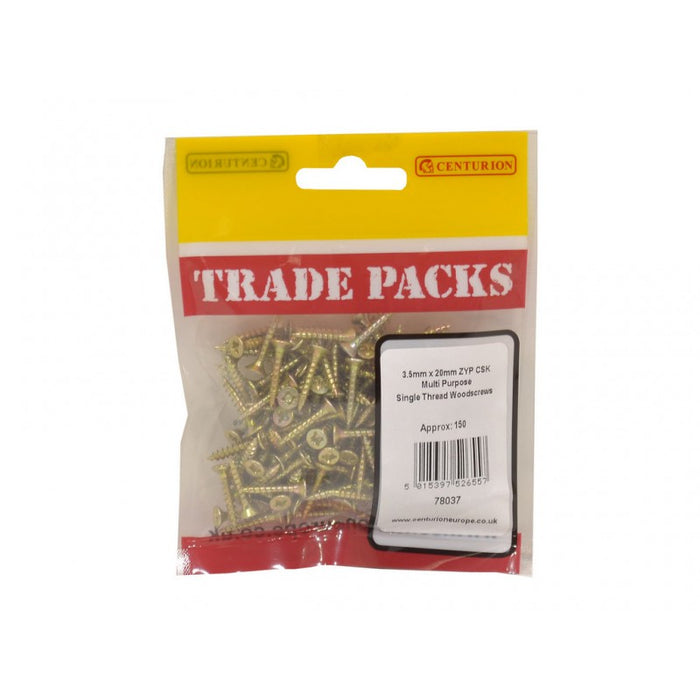 Pozi Multi Purpose Countersunk Woodscrews - ZYP - 3.5mm x 20mm (150 PK)
