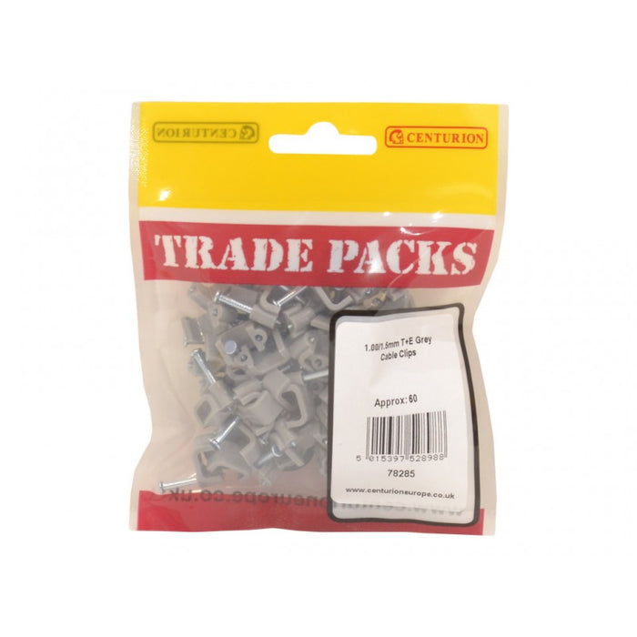Cable Clip - T+E Grey - 1.00/1.5mm (60 PK)