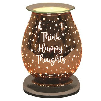 Electric Wax Melt Burner 18cm Burnt Copper Think Happy Thoughts