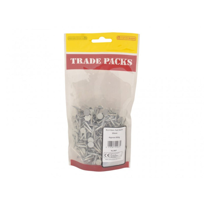 Felt Nails - Galvanised ELH - 20mm (500g)