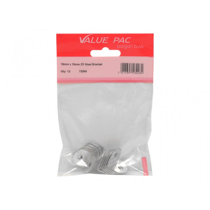 19mm x 19mm ZP Steel Bracket 10pk