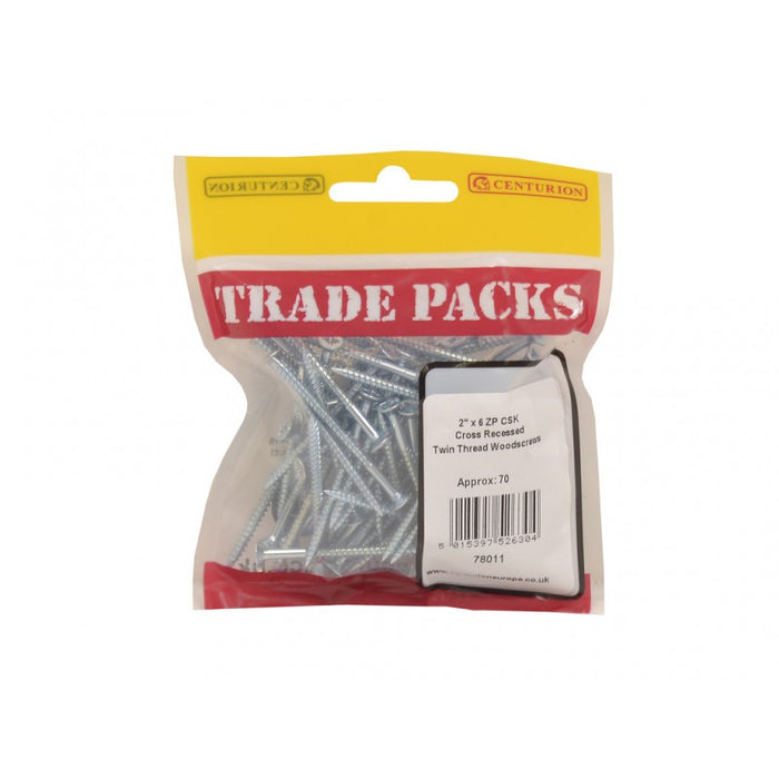 Pozi Twinthread Countersunk Woodscrews - ZP - 2" x 6 (70 PK)