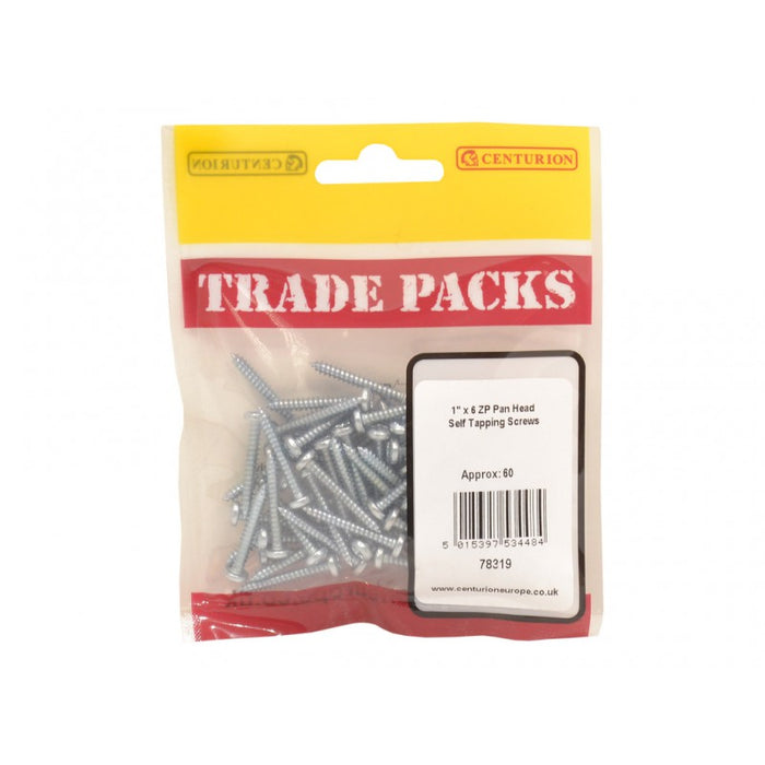 Pan Head Self Tapping Screws - ZP - 1" x 6 (60 PK)