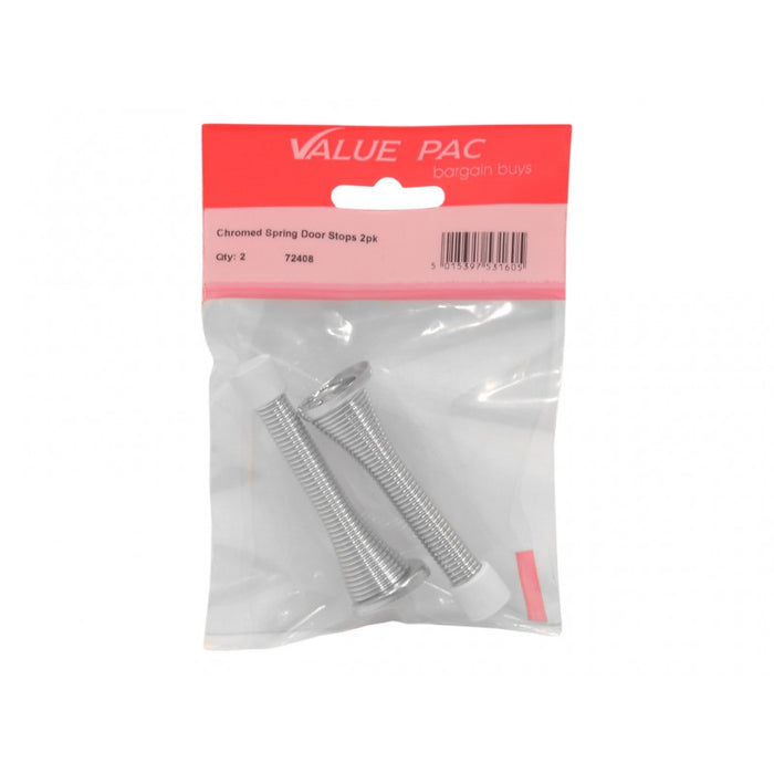 Chromed Spring Door Stops 2pk