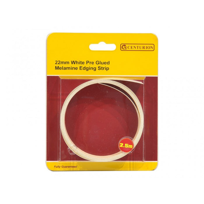 2.5m x 22mm White Glued Melamine Edging Strip