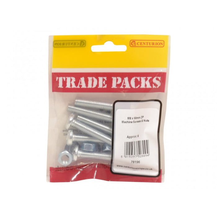 Machine Screws & Nuts - ZP - M8 x 50mm (6 PK)