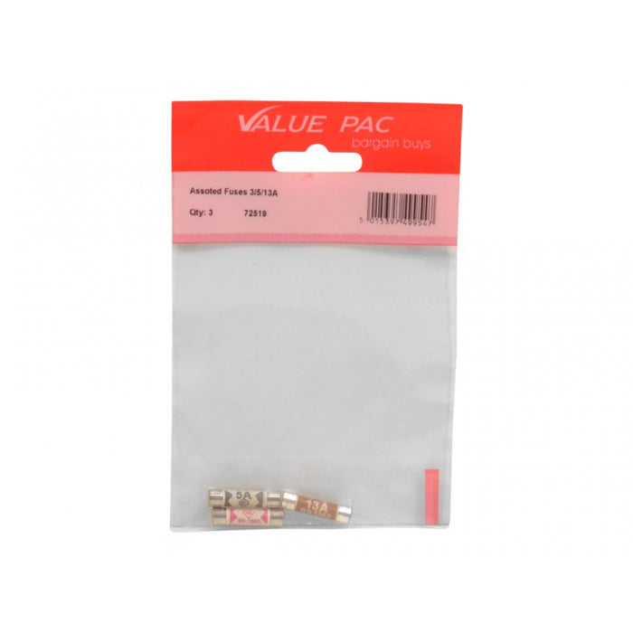 Assorted Fuses 3/5/13A 3pk