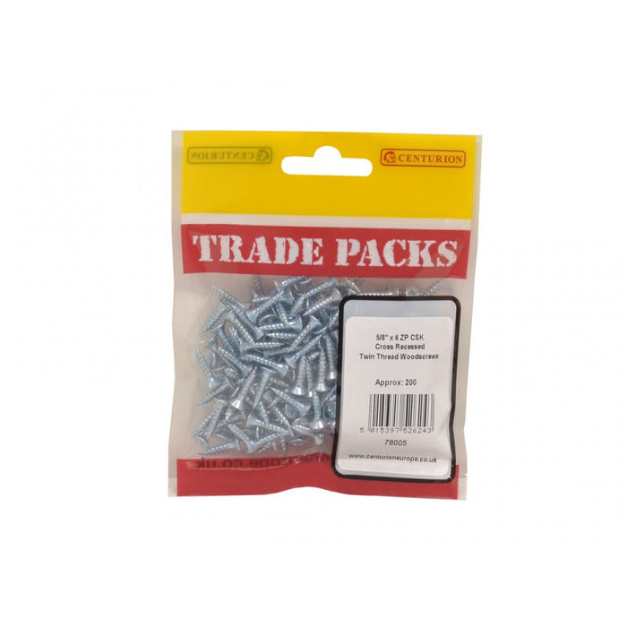 Pozi Twinthread Countersunk Woodscrews - ZP - 5/8" x 6 (200 PK)