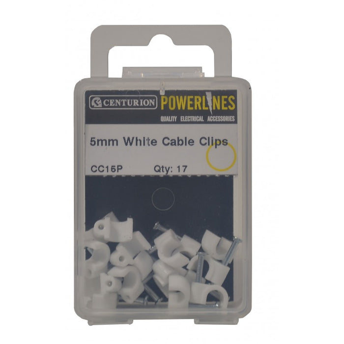 5mm White Cable Clips (Pack of 17)
