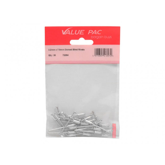 3.2mm x 7.9mm Domed Blind Rivets 25pk