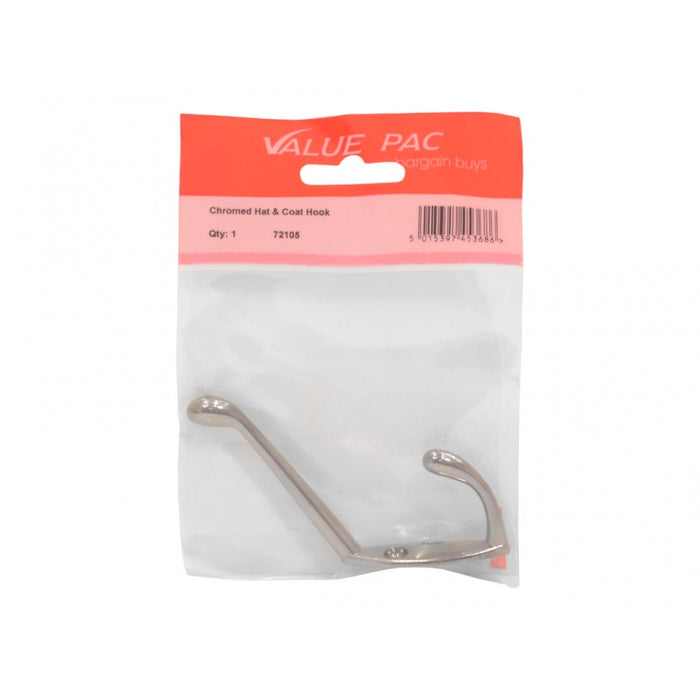 90mm CP Die Cast Hat & Coat Hooks 1pk