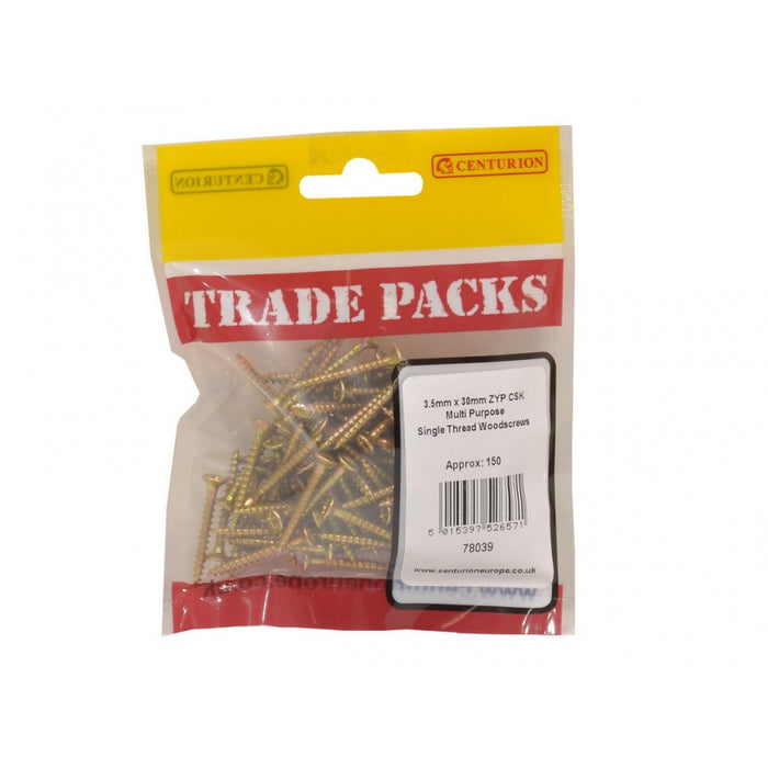 Pozi Multi Purpose Countersunk Woodscrews - ZYP - 3.5mm x 30mm (150 PK)