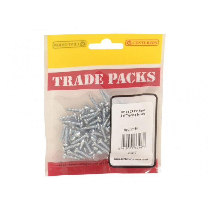 Pan Head Self Tapping Screws - ZP - 5/8" x 6 (80 PK)