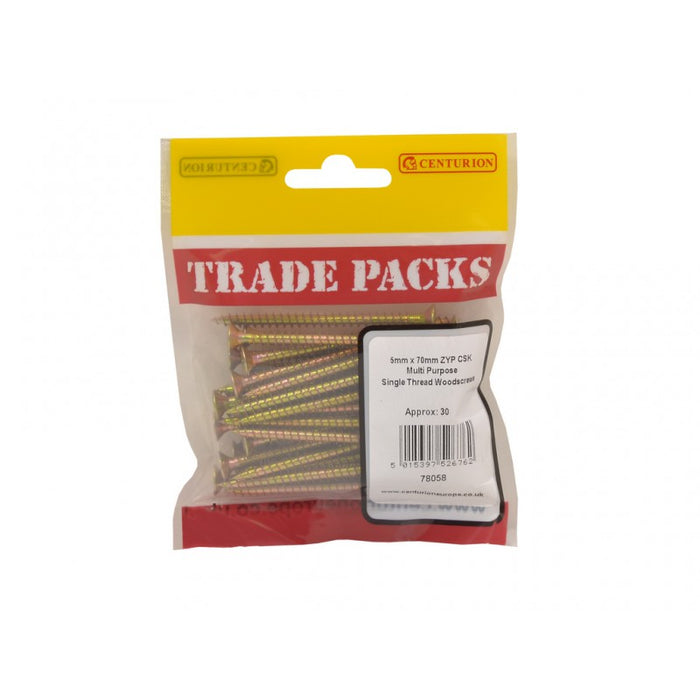 Pozi Multi Purpose Countersunk Woodscrews - ZYP - 5mm x 70mm (30 PK)