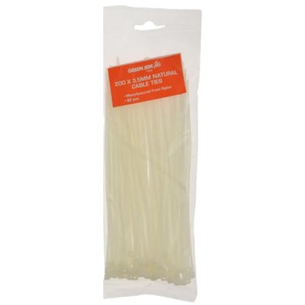 200 x 3.5mm Natural Cable Ties