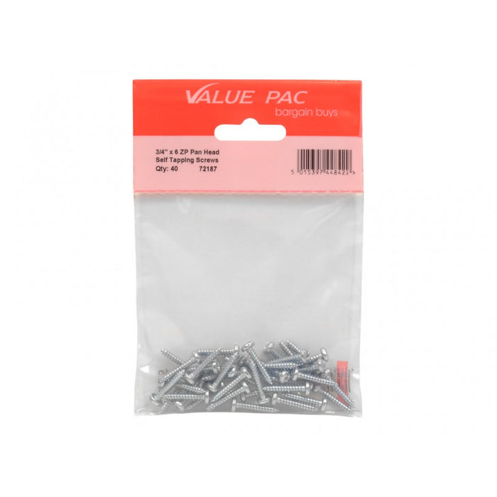 3/4" x 6 ZP Pan Head Self Tapping Screws 35pk