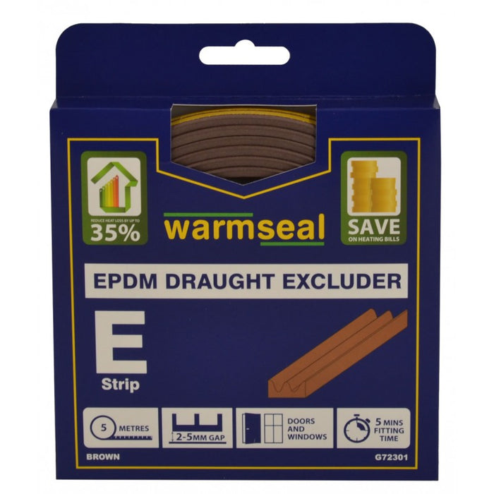 5m Brown 'E' Profile Longlife Foam Draught Excluder