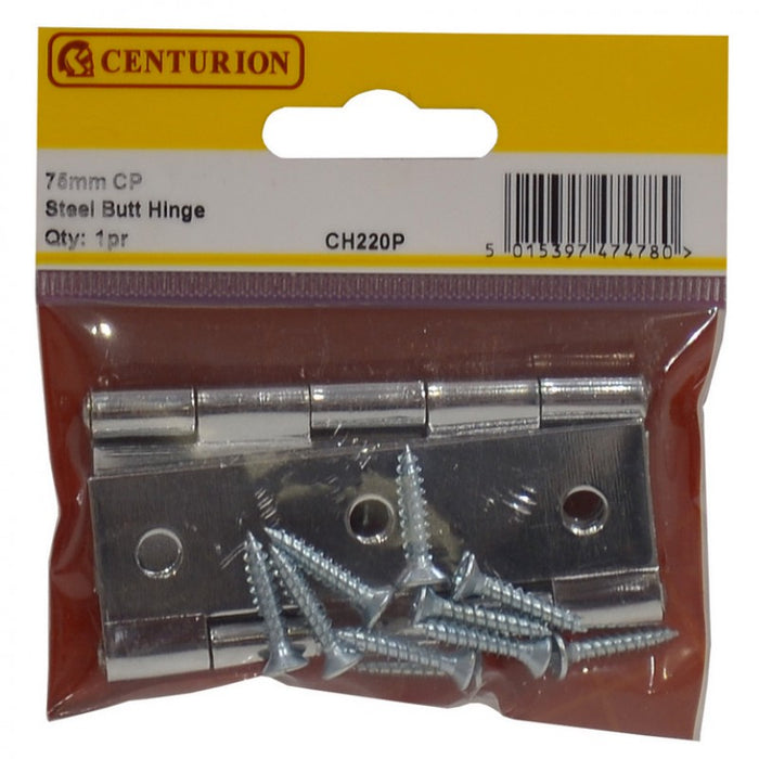 75mm CP Steel Butt Hinge (1 pair)