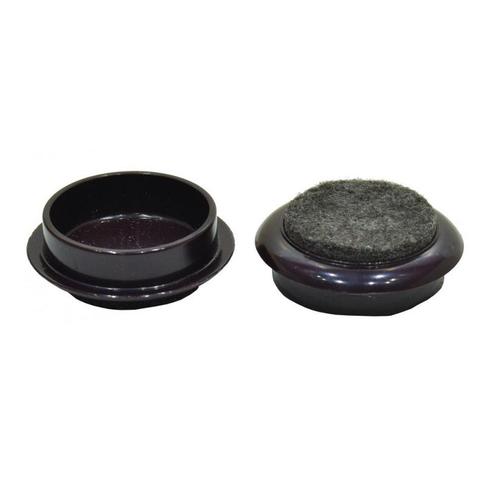 44mm Small Brown Felt Backed Castor Cups