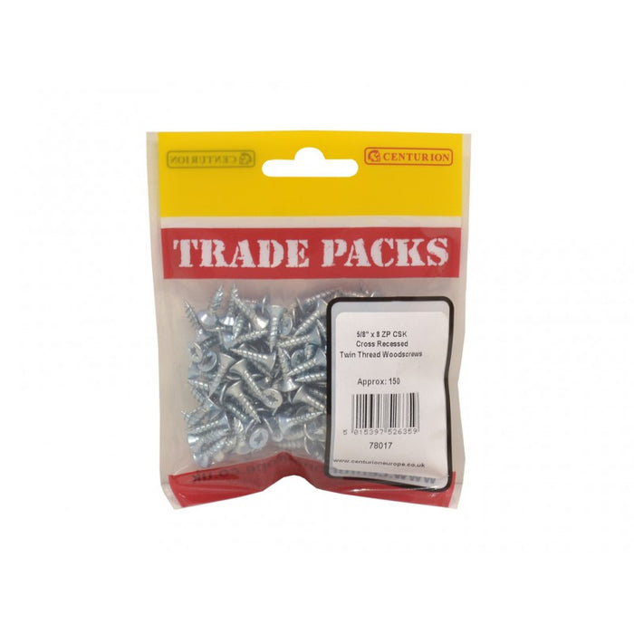 Pozi Twinthread Countersunk Woodscrews - ZP - 5/8" x 8 (150 PK)