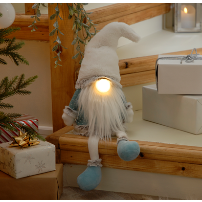 60cm BO Lit Blue & White Dangly Legs Gonk