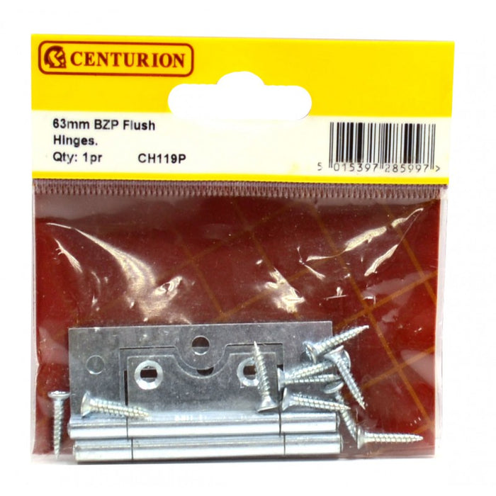 60mm BZP Flush Hinges (1 pair)