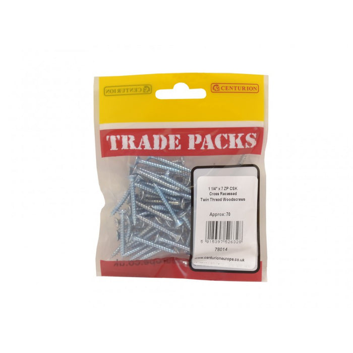 Pozi Twinthread Countersunk Woodscrews - ZP - 1 1/4" x 7 (70 PK)