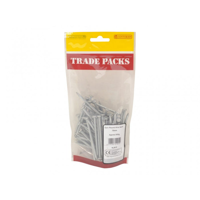 Round Wire Nails - Galvanised - 75mm (500g)