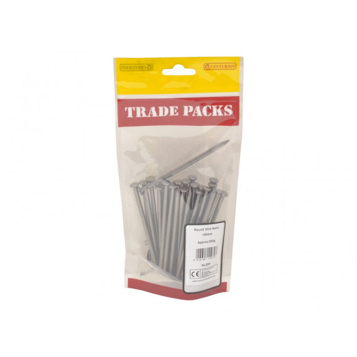 Bright Round Wire Nails - Steel - 100mm (500g)