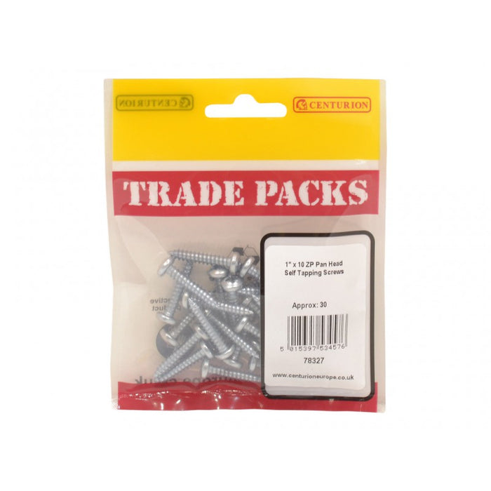 Pan Head Self Tapping Screws - ZP - 1" x 10 (30 PK)