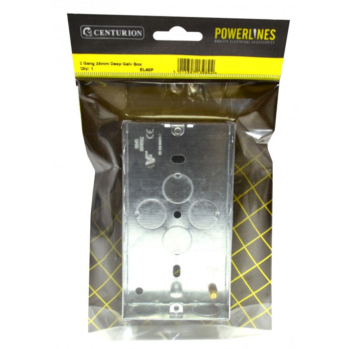 2 Gang 25mm Deep Galvanised Steel Box