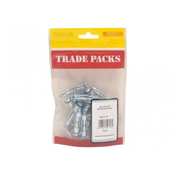 Blind Screw Anchors - ZP - M5 x 45mm (18 PK)