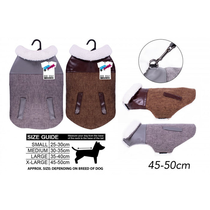 Extra Large Dog Coat With Collar 2 Asst