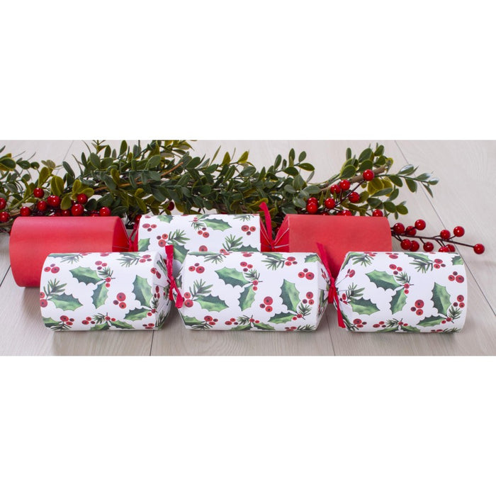 6 Deluxe Holly Christmas Crackers