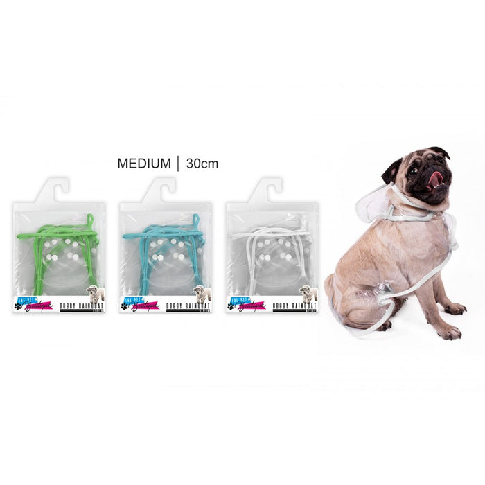 Medium Waterproof Doggy Raincoat 3 asst