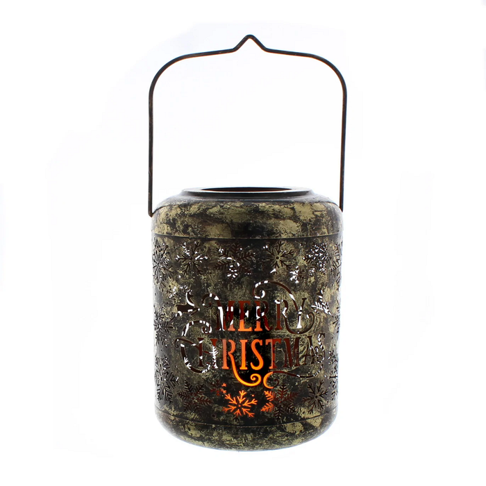 25cm BO Gold Merry Christmas Lit Lantern