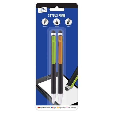 2 Ballpoint pens Black Ink & Stylus top