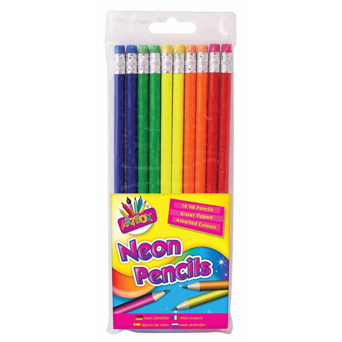 10 Neon Rubber Tip HB Pencils