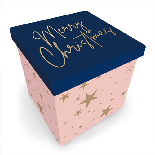Large Christmas Gift Box - Navy & Blush