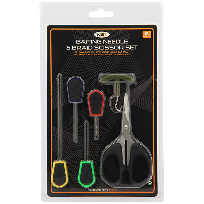 6pc Soft Grip Tool Set - 4 Needles, Braid Scissors and Knot Puller