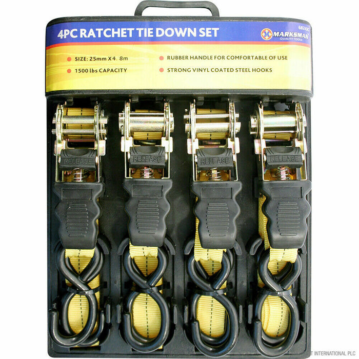4pc Ratchet Tie Down Set
