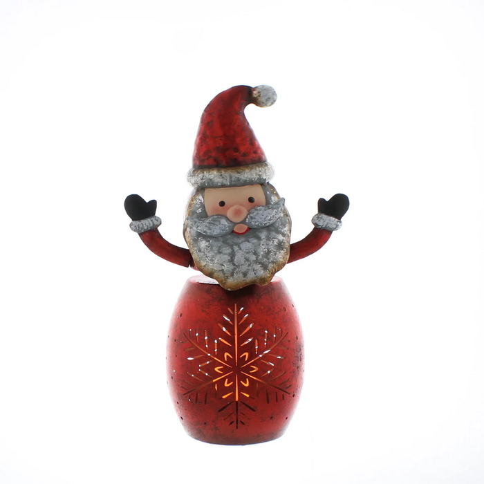 32cm BO Metal Santa Snowflake Lit Lantern