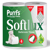 4pk Softlux Toilet Roll 4 Rolls 3 Ply Quilted