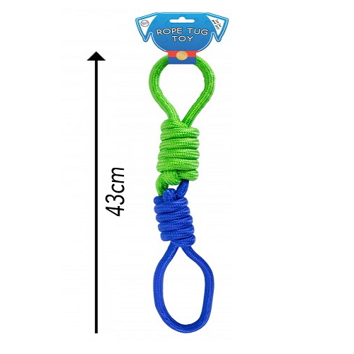 Rope Tug Dog Toy 3 Asst Blue & Green
