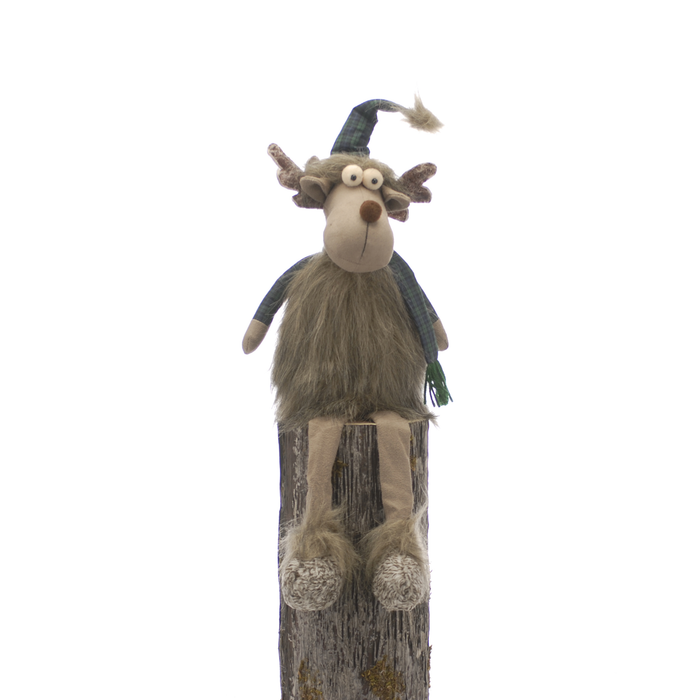 58cm Sitting Dangly Legs Plush Brown Reindeer
