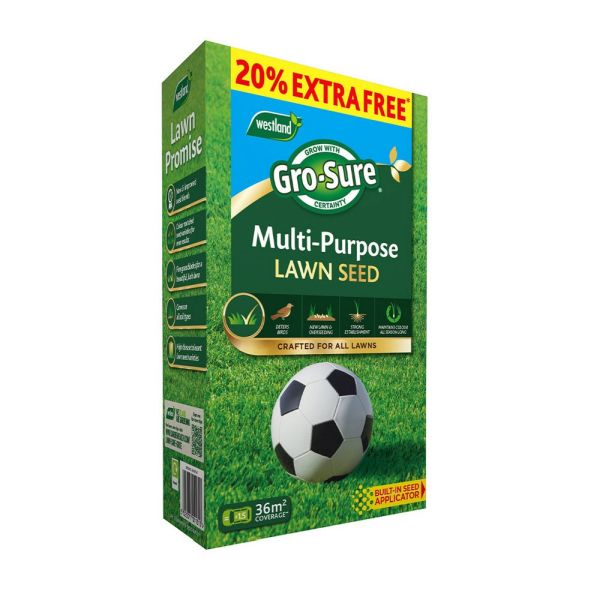 Gro-Sure Multi-Purpose Lawn Seed 30sqm Plus 20% Extra Free